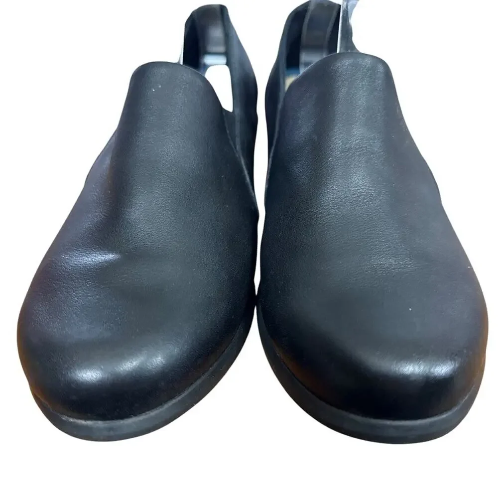 Hush Puppies The Body Shoe Maria Black Wedge Leather Comfort Shoes Slip On sz 8